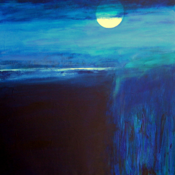 DISTANT-BAY-AND-FULL-MOON-Acrylic-on-Canvas-100cm-x-100cm