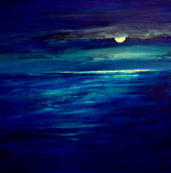 FULL-MOON-LOOKING-WEST-ACROSS-THE-BAY-Acrylic-on-Canvas-90cm-x-90cm